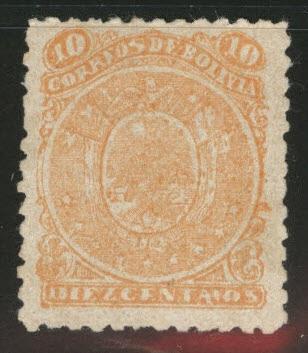 Bolivia Scott 38, 1893 perf 11 lithograph printing MH*