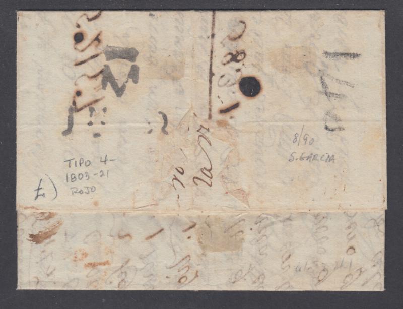 Cuba 1803 SFL to Madrid, red Type 4 ISLAS DE / BARLOVENTO postmark, m/s 6 re due