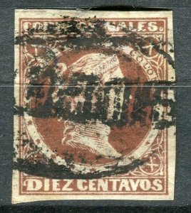 COLOMBIA; 1876 United States of Colombia Imperf issue used Shade 10c. Postmark