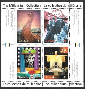 CANADA 2000 Canada's Cultural Fabric Pane Millenium Series Sc 1827 MNH