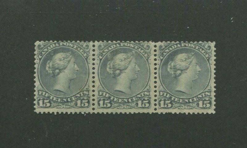 1868 Canada Postage Stamp #30 Mint Hinged F/VF Original Gum Strip of 3