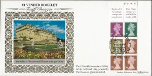 26/4/1999 £1.00 TARIFF CHANGE QUESTA RETAIL BOOKLET-CYLINDER NUMBER FDC