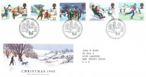 FIRST DAY COVER GREAT BRITAIN CHRISTMAS 1990 SET OF 5 VALUES