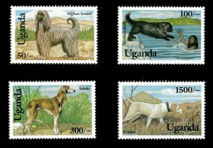 Uganda 1993 - DOGS II - Set of 4 Stamps (Scott #1127-30) - MNH