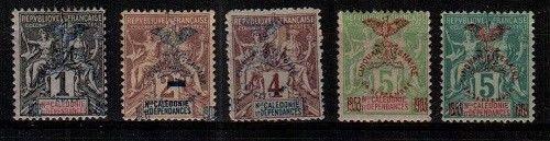 New Caledonia Scott 66-70 Mint hinged (Catalog Value $27.00)