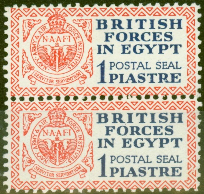 Egypt 1932 1p Dp Blue & Red Postal Seal SGA1 V.F MNH & LMM Vertical Pair