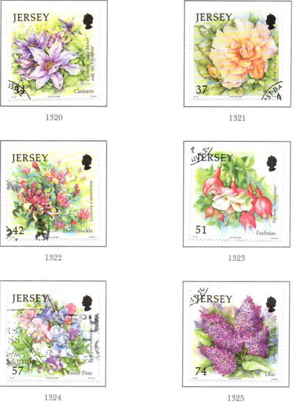 Jersey Sc 1275-80 2007 Summer Flowers stamp set used