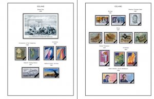 ICELAND STAMP ALBUM PAGES 1873-2011 (159 color illustrated pages)