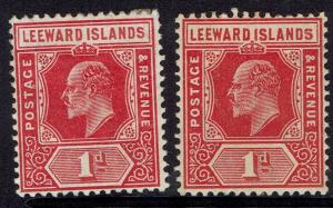 LEEWARD ISLANDS 1907 KEVII 1D - BOTH SHADES