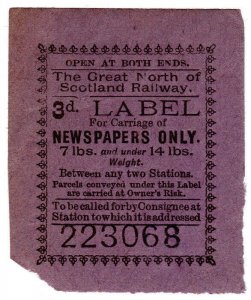 (I.B) Great North of Scotland Railway : Newspaper Parcel 3d 