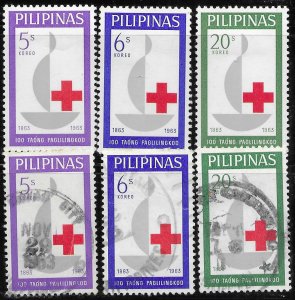 Philippines #886-888 MH & used. Red Cross.