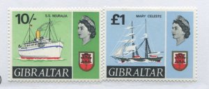 Gibraltar QEII 1967 10/, and £1 unmounted mint NH