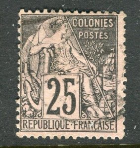 FRENCH COLONIES; 1880s early classic General issue used shade of 25c.  value