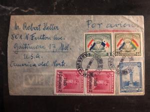 1945 Port fonciere Paraguay Registered Airmail Cover To Baltimore MD USA Overpri