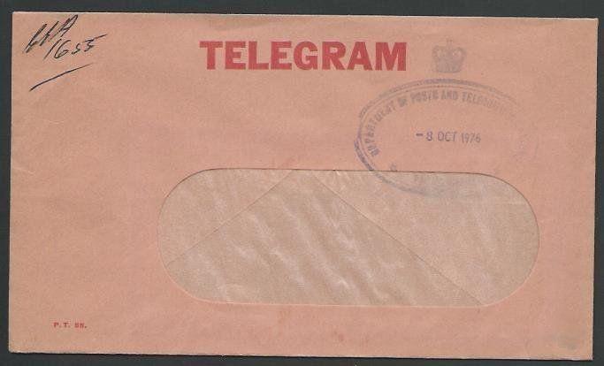 SOLOMON IS 1976 Telegram cover - oval datestamp............................11443