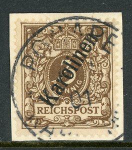 Germany 1900 Caroline Islands 3pf Brown 56° Michel 1 II (Sc #1) Ponape CDS F116