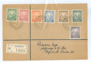 Barbados 166-68/170/172/173/ 174:  Registered to London with receiving postmarks