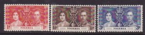 Nigeria-Sc#50-2- id9-unused og NH KGVI set-Coronation-1937-any rainbow
