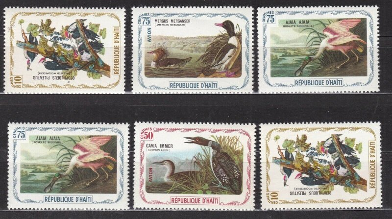 HAITI ^^^^^^^^x6  MNH  AUDUBON BIRDS  ( UNLISTED!  )  $$@ dca 143haiti