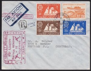 ST PIERRE & MIQUELON 1948 first flight cover to Montreal...................A6387