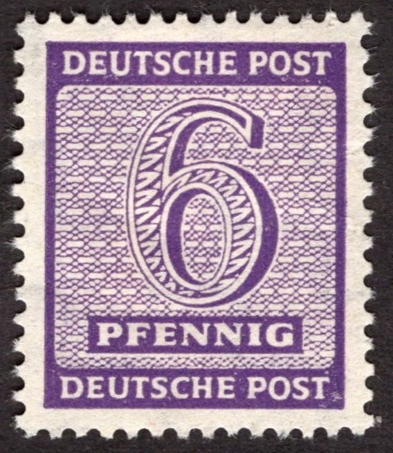 1945, Germany, West Saxony, 6pf, MH, Well-Centered, Mi 129Y