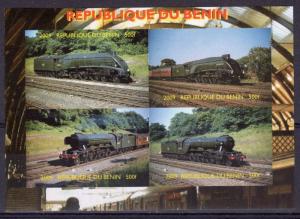 Benin 2009 Steam Locomotives Sheetlet (4) Imperforated  MNH