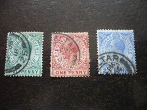 Stamps - Gibraltar - Scott# 66, 67, 69 - Used Partial Set of 3 Stamps