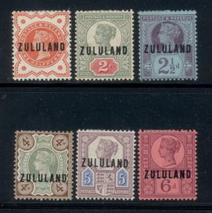 Zululand 1, 3, 4, 6, 7 & 8 w/Zululand overprint - mh Victoria