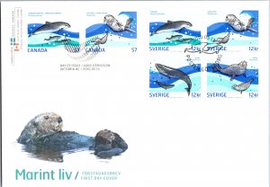 Sweden, Worldwide First Day Cover, Canada, Marine Life, Whales