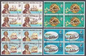 SOLOMON IS 1972 Ships / Nivagators set fine used blocks of 4..............a3894