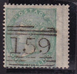 Great Britain 1865 1sh green right wing margin  F/VF/used Scott 28