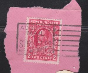 NEWFOUNDLAND Scott # 185 On Piece With Addeess Mail Slogan Cancel