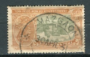 INDIA; 1931 early GV New Delhi issue fine used 1/4a. value MAZGAON Postmark