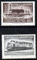 Argentine Republic 1957 Railway Centenary perf set of 2 u...