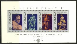 POLAND 1971 SCULPTURES Souvenir Sheet Sc 1830a MNH