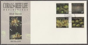 Singapore 1994 Corals and Reef Life Definitive (High value) FDC SG#750-753