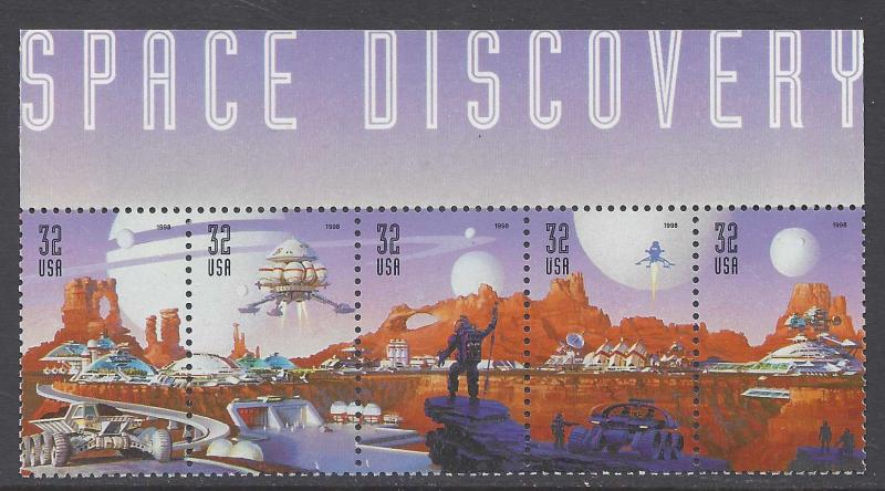 3238 42 Catalog # Space Discovery Strip of 5 with label NASA Moon Mars Rover