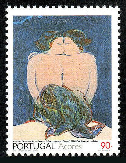Portugal Azores 414, MNH. Europa. Two Mermaids at the Entrance to a Cave, 1993