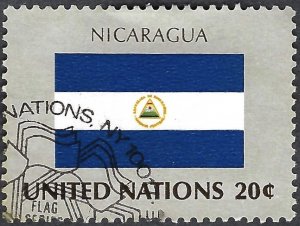 United Nations #384 20¢ World Flag Series - Nicaragua (1982). Used