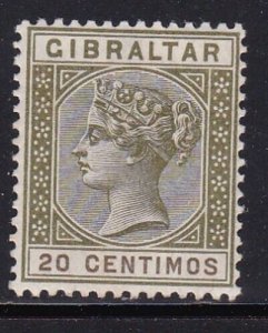 Album Treasures Gibraltar Scott # 31 20c Victoria Mint Fresh Hinge-