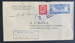 1928 Dominican Republic First Flight Airmail Cover FFC BL Rowe Signed