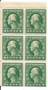 US # 498e 1c  Washington Booklet pane (MNH) CV $4.50