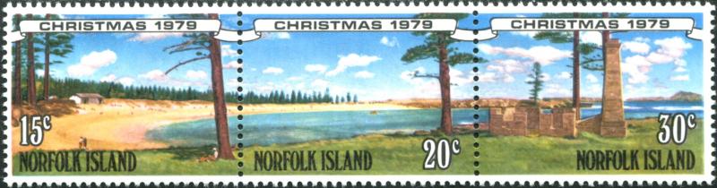 Norfolk Island 1979 SG230-232 Christmas views strip MNH