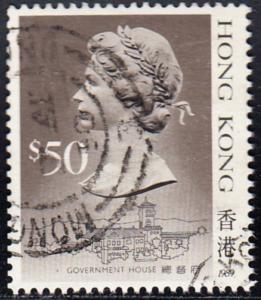 HONG KONG # 504a - used - S.G. No. 615 - The $50.00 value _ Cat. $35.00