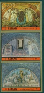 Ajman 1972 Mi#2148-2150B Xmas, Art in Ravenna IMPERF MLH