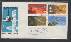 Papua New Guinea #348-51 (1972 Aviation set) addressed cachet FDC