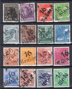 GERMANY SOVIET ZONE HOP BEZIRKSHANDSTEMPEL BEZIRK 16 166-181 III PERFECT MNH 221