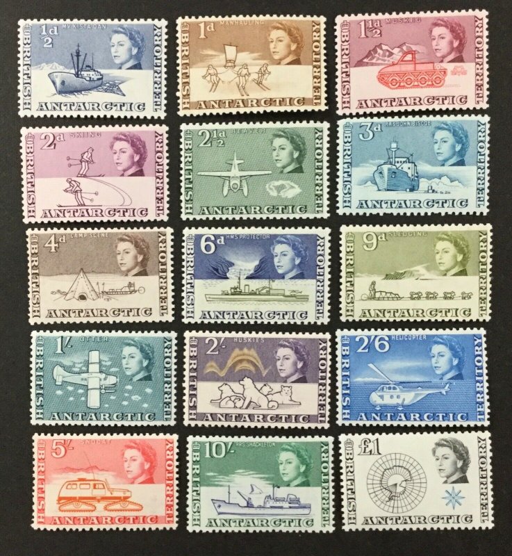 BRITISH ANTARCTIC TERRITORY #1-15, 1963 set of 15. F-VF, MH. CV $172.15. (BJS)