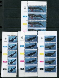 Southwest Africa 437 - 442 Whales Marine Sea Life Squid Stamp Strips 1980 MNH