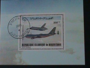 ​MAURITANIA-1981- NASA  SPACE AIR PLANES -CTO FANCY CANCEL S/S VF LAST ONE